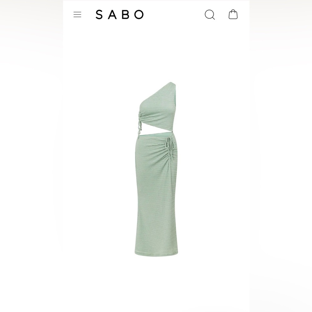 One-Shoulder Knit Maxi dress in Pale Sage - Picture 4 of 7